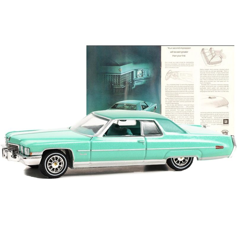 1971 Cadillac Coupe deVille Light Green Met w/Green Interior "Vintage Ad Cars" Series 9 1/64 Diecast Model Car by Greenlight, 3 of 4