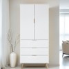 GlasFlength Decorative Storage Cabinets ， Kitchen Bedroom and Living Room Clothes Bathroom Locker White 31.5"*15.7"*71" - 3 of 4