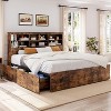 Bed Frame Storage Bed - Four Drawer Bed, Iron Wood Bed, Full Size Bed, Bed with Storage Drawers, Space Saving Bed - 2 of 4
