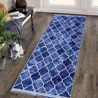 Machine Washable Runner Rug 2x6 Hallway Rug Vintage Trellis Entryway Runners Ultra-Thin Low Pile Floor Mat Non-Slip Throw Rugs Kitchen Runner