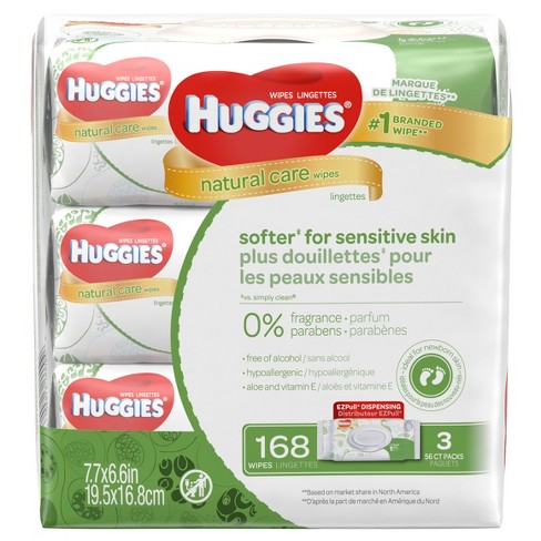 Huggies Natural Care 3pk Baby Wipes Unscented - 168ct : Target