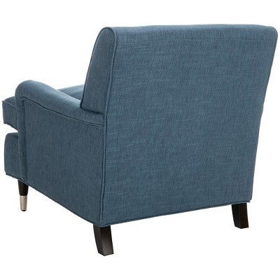 Navy Spot 29" Contemporary Leather & Wood Arm Chair
