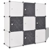 vidaXL Storage Cube Organizer Shoe Shelf with 6/9 Compartments Black/White - Black and White - 2 of 4