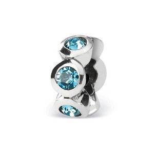 Black Bow Jewelry Sterling Silver March Crystal Birthstone, 6-Stone Bead Charm - 1 of 3