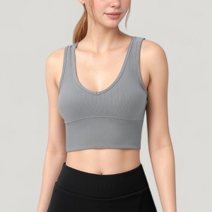Anna-Kaci Active Women's Ribbed Sports Bra with Wide Straps and Scoop Neckline for Low to Medium Impact Activities - 1 of 4