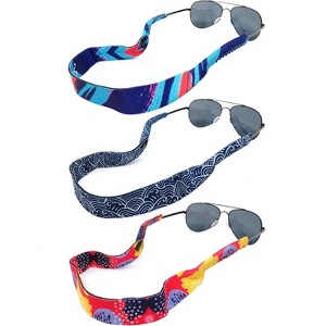 Wrapables Adjustable Eyewear Retainer, Sunglass Strap with Neoprene Floating Material for Sports and Outdoors (Set of 3), Abstract - 1 of 4