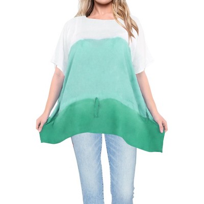 LA LEELA Women's Summer Loose Holiday Bathing Suit Cover Ups Vacation Beachwear Oversized Swim Suit for Women 1X-2X Green, Tie Dye Design