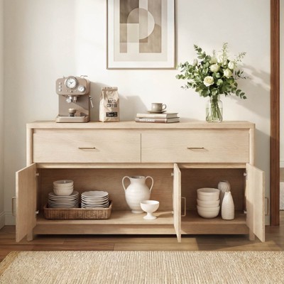 Spruce & Spring 59" Curved Buffet Sideboard with Fluted Front & Metal Handles — фото 2