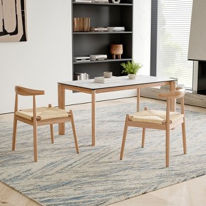 GDFStudio Monita Mid-Century Oak Wood Dining Chairs with Handwoven Seat (Set of 2) - 1 of 4