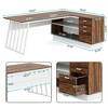 Resenkos Computer Desk, Office Desk, Study Desk,71" Executive Desk, Modern L-Shaped Computer Desk with Cabinet,Rustic Brown & White - 2 of 4