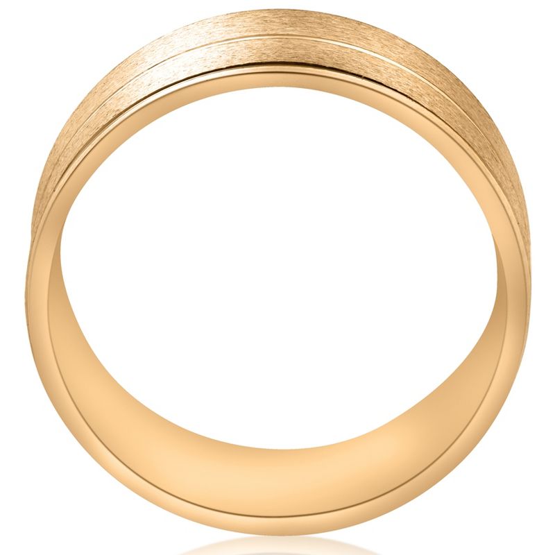 Pompeii3 8mm Wide Mens Solid 14k Yellow Gold Brushed Wedding Ring, 2 of 4