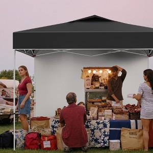 10x10FT Commercial Pop Up Canopy - Portable Tent w/Vented Top, 1 Sidewall & Sandbags - 1 of 4