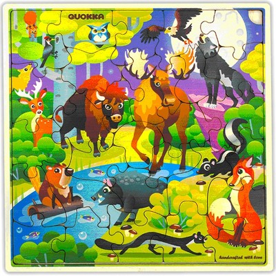 QUOKKA 28 Pieces Wooden Puzzles for Kids 3 4 5 Years Old