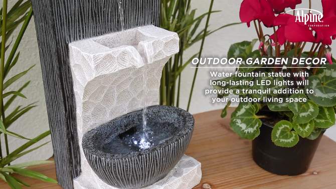 14&#34; Modern Cascading Resin Tabletop Fountain with LED Lights Gray - Alpine Corporation, 2 of 9, play video