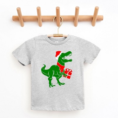 The Juniper Shop Dino Present Toddler Short Sleeve Tee - 3T - Heather Grey