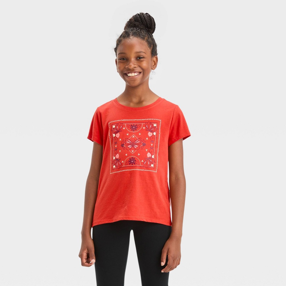 Girls' Short Sleeve Butterflies Graphic T-Shirt - Cat & Jack™ Dark Orange Sizes 2XS -5 S -6 M -5L -2XL 