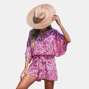 Women's Lace Up Leopard Print Romper - Cupshe - 1 of 4