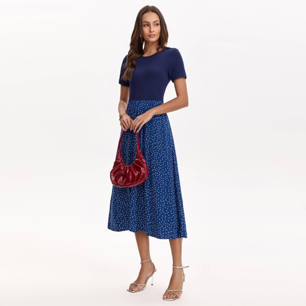 Vestido midi de manga corta con contraste - A New Day™ 4