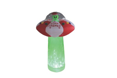 A Holiday Company 7ft Tall Star Dasher UFO with Green Shimmer Light, 7 ft Tall, Multi