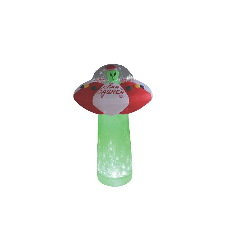 A Holiday Company 7ft Tall Star Dasher UFO with Green Shimmer Light, 7 ft Tall, Multi, 1 of 6