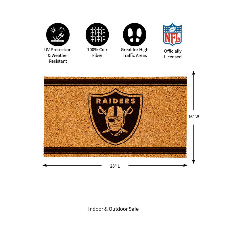 Evergreen Las Vegas Raiders Logo Turf Mat, Brown- 28 x 16 Inches Indoor Outdoor Doormat, 3 of 8