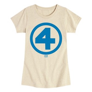 Girls' - Marvel - Fantastic Four Logo Blue Fitted Short Sleeve Graphic T-Shirt - 1 of 3