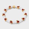 Little Words Project Apple Stacker Beaded Bracelet - Pearl/Red/Gold - 3 of 4