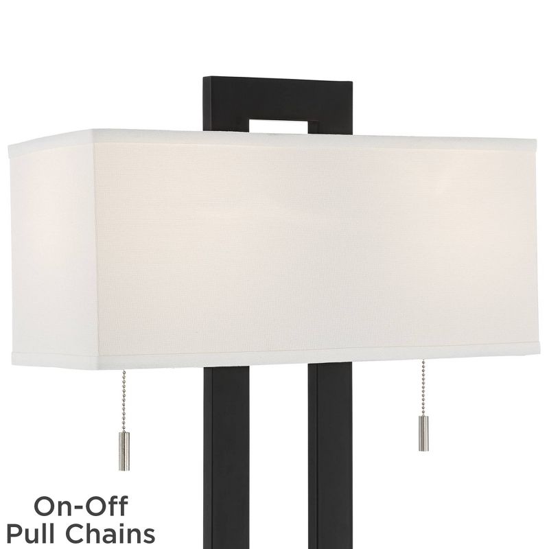 360 Lighting Neil Modern Table Lamp with Black Marble Riser 26" High Two Tone USB Charging Port White Rectangular Shade for Bedroom House Home Desk, 2 of 8