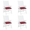 vidaXL Oxford Fabric Seat Cushions - 4 pcs Set, Wine Red Color, 15.7"x15.7"x2.8" Size, PP Hollow Fiber Filling, Lightweight - 4 of 4