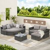 8 Piece Outdoor Patio Sofa Set, Sectional L- Shaped Patio Furniture Wicker Patio Conversation Set with Curved Sofa Ottoman & Glass Top Table - 2 of 4