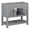 NicBex Bathroom Vanity without Sink/with Sink,Modern Bathroom Sink Vanity with 2 Soft Closing Doors and 6 Drawers,36" Bathroom Sink Cabinet,White - 2 of 4