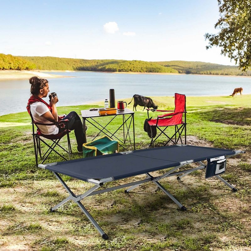 Tangkula Folding Camping Bed Extra Wide Military Cot up to 330Lbs w/ Carry Bag & Storage, 2 of 11