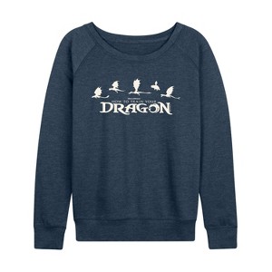 Women's - How To Train Your Dragon - Dragons Lightweight French Terry Wide Neck Long Sleeve Graphic Shirt - 1 of 4