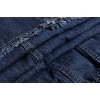 Women's Retro Denim Maxi Skirt - High Waist A-Line with Frayed Hem & Pockets Dark Blue - 4 of 4