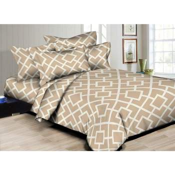 Better Bed Collection 300TC Interlocking Squares Taupe Duvet