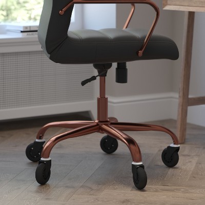 High Back Black Leather Executive Swivel Office Chair with Rose Gold Frame