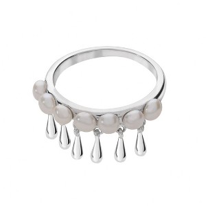 Lucy Quartermaine Queens Royal Pearl Drop Ring - Elegant Sterling Silver and Pearl Design - 1 of 4