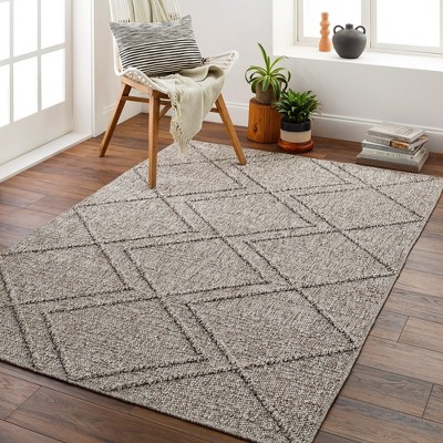 Gray Geometric Hand-knotted Synthetic Fur Rug 2'3" x 3'9"