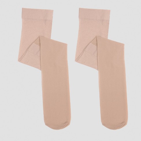 Girls' High Waisted 2pk Pantyhose - Cat & Jack™ Beige 7-10 : Target