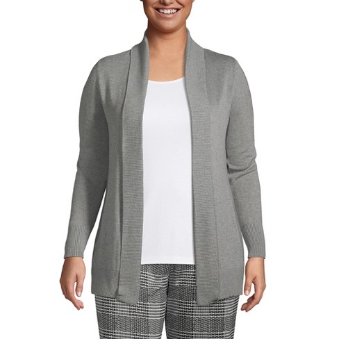 Lands' End School Uniform Women's Plus Size Cotton Modal Shawl Collar ...