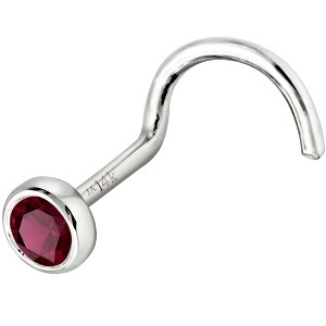 Jewelry Avalanche 22G 14K Gold Bezel-set Ruby Nose Screw Nose Stud - 1 of 3