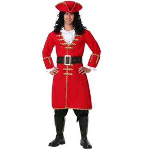 HalloweenCostumes.com 2X  Men  Plus Size Captain Blackheart Costume for Men Adult Pirate Costume, Red - 1 of 4