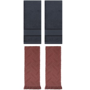 REGALWOVEN 4 Pcs Bathroom Decorative Cotton Soft Absorbent Sold Striped Hand Towel - 1 of 4