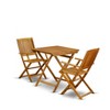 East West Furniture 3-Pc Patio Outdoor Dining Set Contains a Folding Outdoor Table & 2 Wood Folding Chairs Suitable for Garden, Terrace, Bistro - 3 of 4