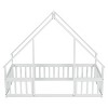 Okak Twin/Full Size House-Style Bed Frame with Fence Guardrails,Modern Floor Bed for Toddlers/Kids Bedroom - 2 of 4