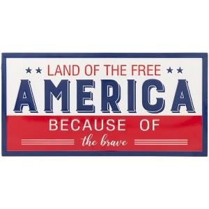 Northlight Land of the Free Because of the Brave Patriotic Metal Wall Sign - 20" - 1 of 4