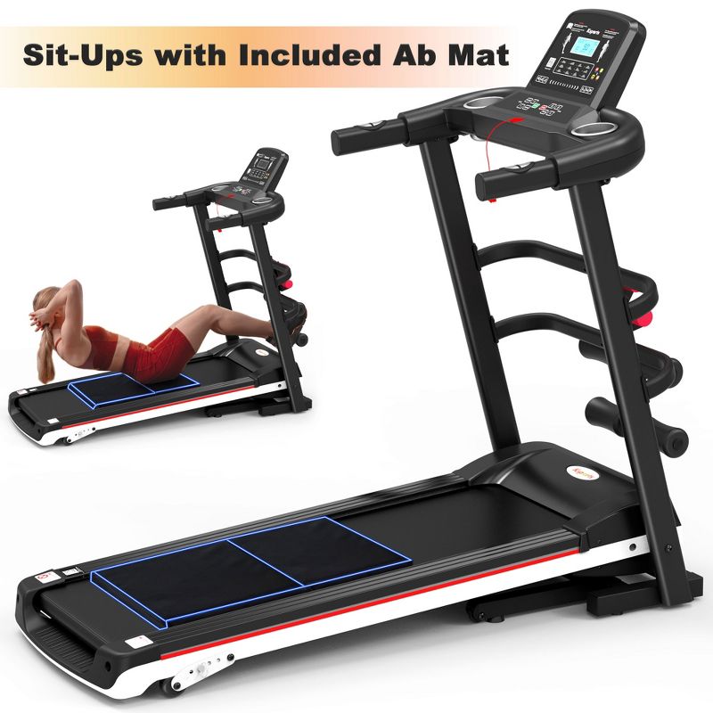 Ksports Multi-Functional Electric Treadmill Home Gym Cardio Strength Training Workout Set w/ Ab Mat, Sit-Up Strap, & Adjustable Incline, 4 of 7