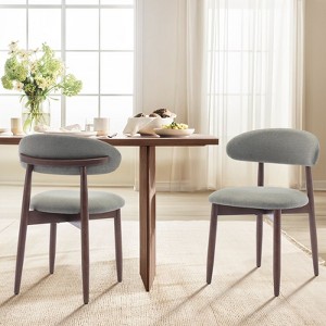 Set of 2 Modern Upholstered Wood Dining Chairs with Fabric Seat and Foot Pegs, Kitchen Side Chairs for Dining Room or Cafe - 1 of 4