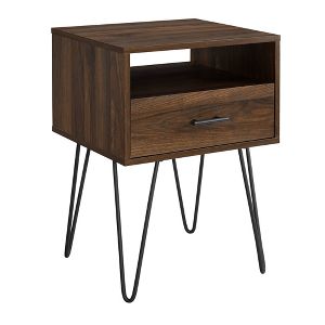 Modern Single Drawer Hairpin Leg Side Table Dark Walnut Saracina Home Target