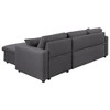 87.4" Upholstery L-Shape Sectional Sleeper Sofa with Pull-Out Bed, Storage Chaise Lounge, and 2 Pillows - 3 of 4